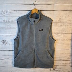 Eddie Bauer Fleece Vest Size Medium Mens Light Blue Full Zip With Pockets